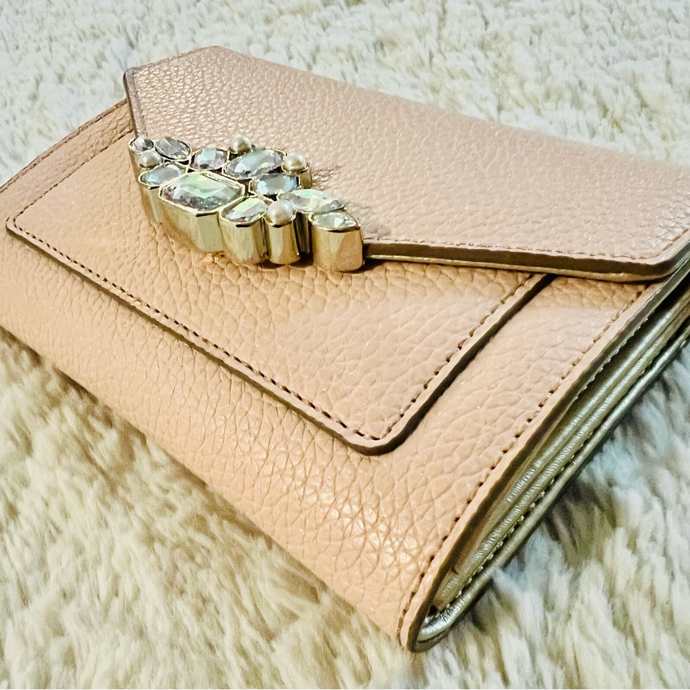 Elegant Pink Clutch/Crossbody with Jewel Accent